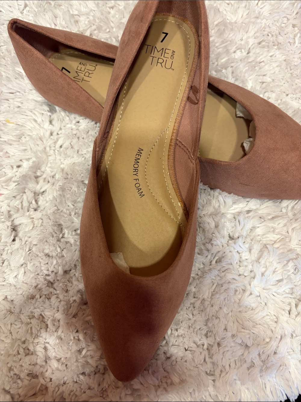 Time and Tru Women's Pointed Toe Flats - Dusty Rose Brown